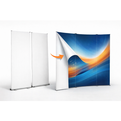 Nachdruck L-Bannerwand